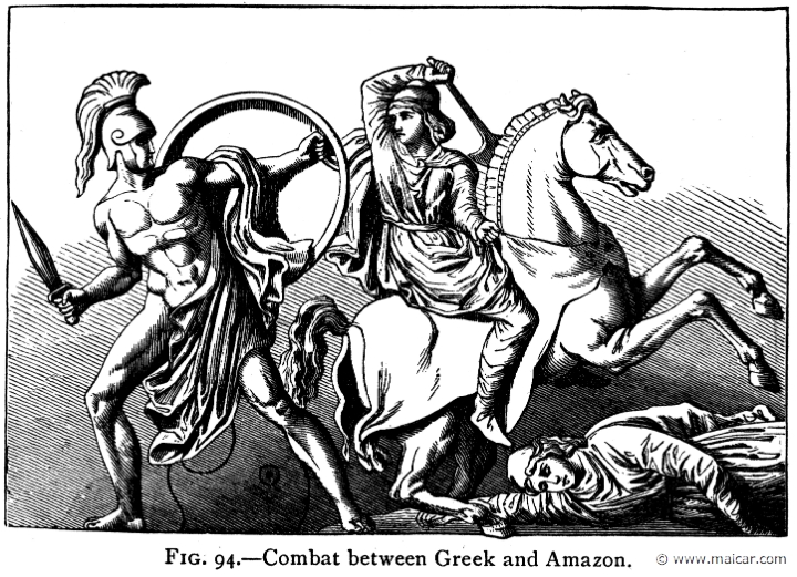 mur094.jpg - mur094: Amazon in combat. Alexander S. Murray, Manual of Mythology (1898).