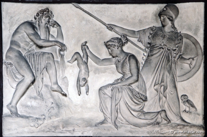 9210.jpg - 9210: Bertel Thorvaldsen 1770-1844: The Sea-Goddess Thetis Dipping her Son Achilles in the River Styx, 1837. The Thorvaldsen Museum, Copenhagen.