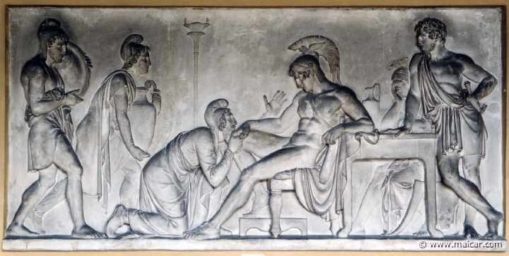 9214.jpg - 9214: Bertel Thorvaldsen 1770-1844: Priam Pleads with Achilles for Hector’s Body, 1815. The Thorvaldsen Museum, Copenhagen.