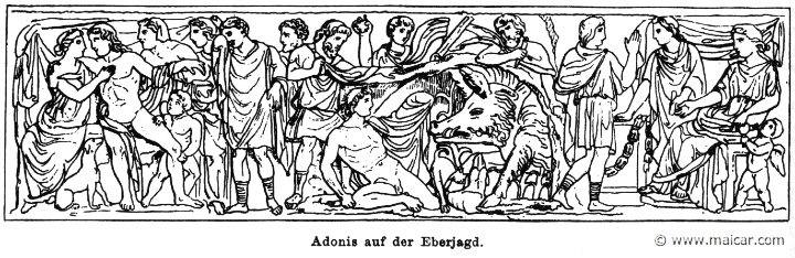 RI.1-0075.jpg - RI.1-0075: Adonis at the boar hunt. Wilhelm Heinrich Roscher (Göttingen, 1845- Dresden, 1923), Ausfürliches Lexikon der griechisches und römisches Mythologie, 1884.