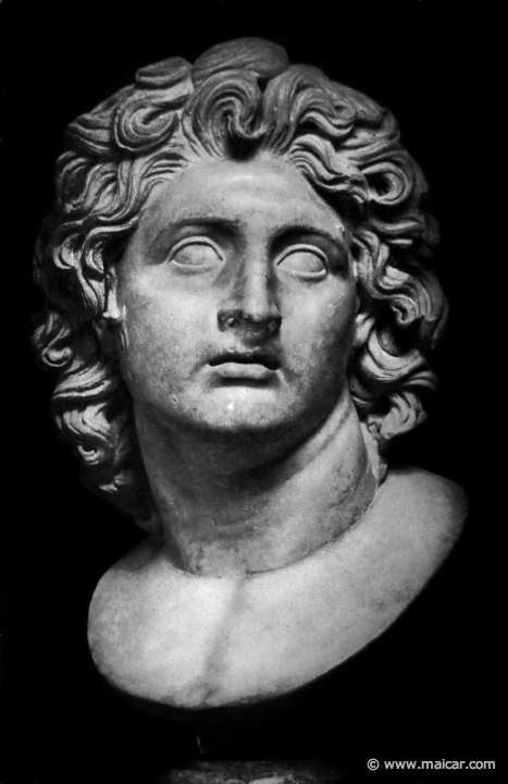 hek062a.jpg - hek062a: Kopf Alexanders des Großen. Rom, Kapitolinisches Museum. Die Bildniskunst der Griechen und Römer, von Anton Hekler (1912).