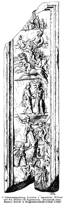 RII.2-3049.jpg - RII.2-3049: Poseidon and Amphitrite. Mithras and Helius. Mithras as archer. Wilhelm Heinrich Roscher (Göttingen, 1845- Dresden, 1923), Ausfürliches Lexikon der griechisches und römisches Mythologie, 1884.