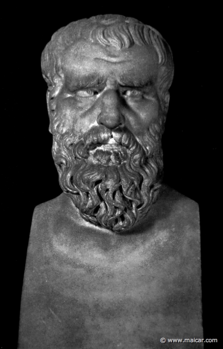 hek035.jpg - hek035: Herme eines unbekannten Griechen. Rom, Kapitolinisches Museum. Die Bildniskunst der Griechen und Römer, von Anton Heckler (1912).