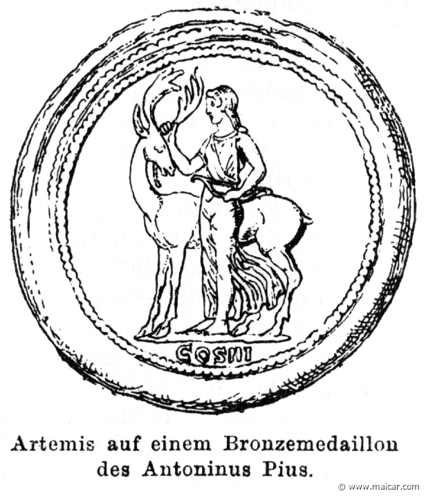 RI.1-0606.jpg - RI.1-0606: Artemis. Bronze Medal of Antoninus Pius (Roman emperor from 138 to 161).Wilhelm Heinrich Roscher (Göttingen, 1845- Dresden, 1923), Ausfürliches Lexikon der griechisches und römisches Mythologie, 1884.