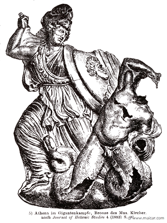 RI.2-1666.jpg - RI.2-1666: Athena fighting a Giant.Wilhelm Heinrich Roscher (Göttingen, 1845- Dresden, 1923), Ausfürliches Lexikon der griechisches und römisches Mythologie, 1884.