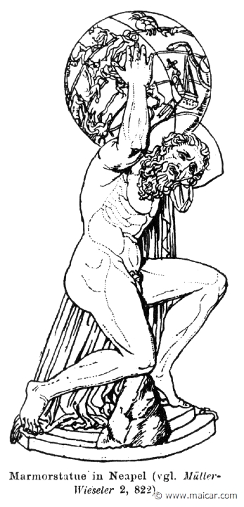 RI.1-0710.jpg - RI.1-0710: Atlas. Marble statue in Naples. Wilhelm Heinrich Roscher (Göttingen, 1845- Dresden, 1923), Ausfürliches Lexikon der griechisches und römisches Mythologie, 1884.