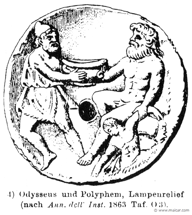 RIII.2-2703b.jpg - RIII.2-2703b: Polyphemus and Odysseus. Wilhelm Heinrich Roscher (Göttingen, 1845- Dresden, 1923), Ausfürliches Lexikon der griechisches und römisches Mythologie, 1884.