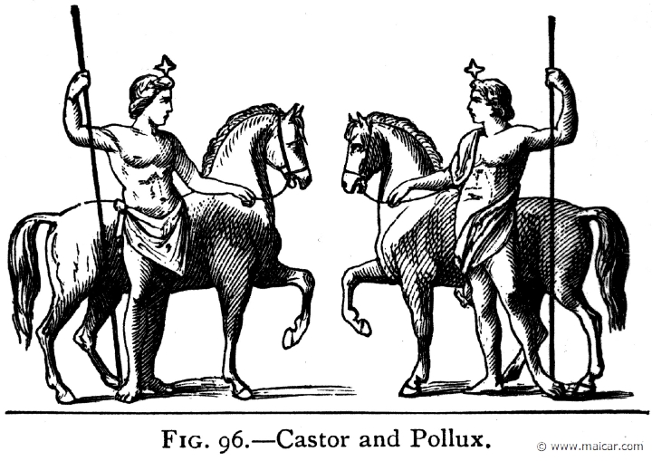 mur096.jpg - mur096: The Dioscuri. Alexander S. Murray, Manual of Mythology (1898).