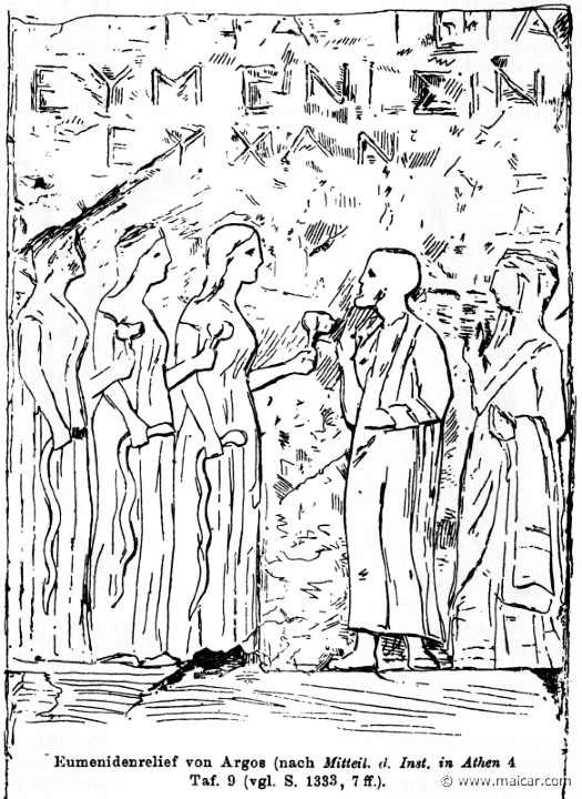RI.1-1330.jpg - RI.1-1330: Relief from Argos with the Eumenides. Wilhelm Heinrich Roscher (Göttingen, 1845- Dresden, 1923), Ausfürliches Lexikon der griechisches und römisches Mythologie, 1884.
