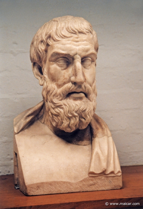 7935.jpg - 7935: Bust of Epicurus 342/341-271/270 BC. Roman copy of an original portrait of the 3rd century BC. British Museum, London.