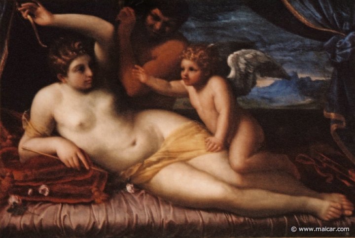 0613.jpg - 0613: Carracci-Schule: Venus, Amor and Satyr.  Künsthistorische Museum, Wien.