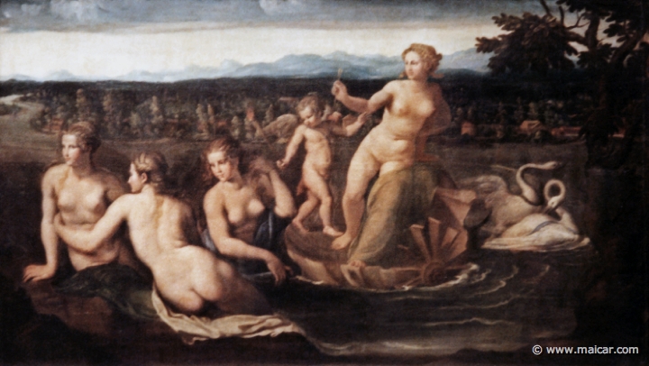 4710.jpg - 4710: Girolamo da Capri 1501-1556: Venus von Schwänen gezogen. Gemäldegalerie Alte Meister, Dresden.