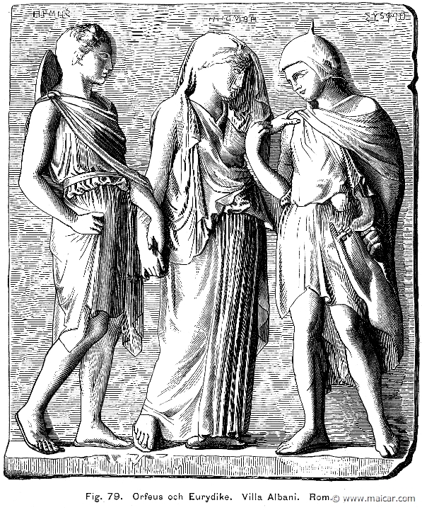 see251.jpg - see251: Hermes, Eurydice and Orpheus, Villa Albani, Rome. Otto Seemann, Grekernas och romarnes mytologi (1881).