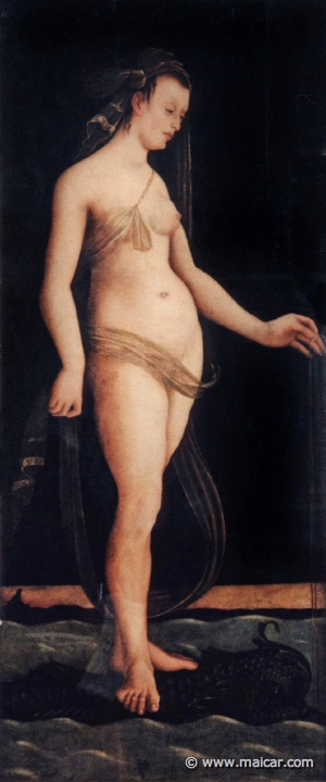 4716.jpg - 4716: Jacopo de Barbari (?) ca. 1440-1516: Galatea, auf einem Delphin stehend. Gemäldegalerie Alte Meister, Dresden.