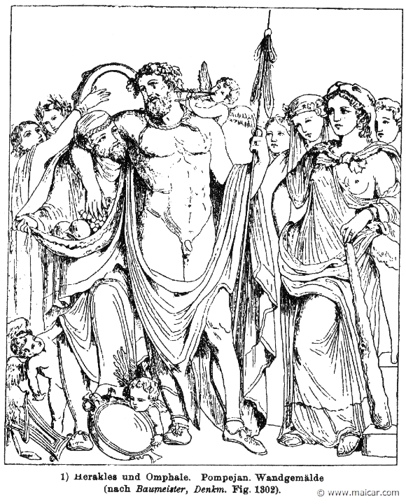RIII.1-0887.jpg - RIII.1-0887: Heracles and Omphale. Wilhelm Heinrich Roscher (Göttingen, 1845- Dresden, 1923), Ausfürliches Lexikon der griechisches und römisches Mythologie, 1884.