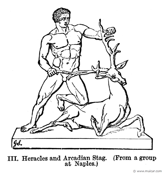smi277a.jpg - smi277a: Heracles and the Cerynitian hind.Sir William Smith, A Smaller Classical Dictionary of Biography, Mythology, and Geography (1898).