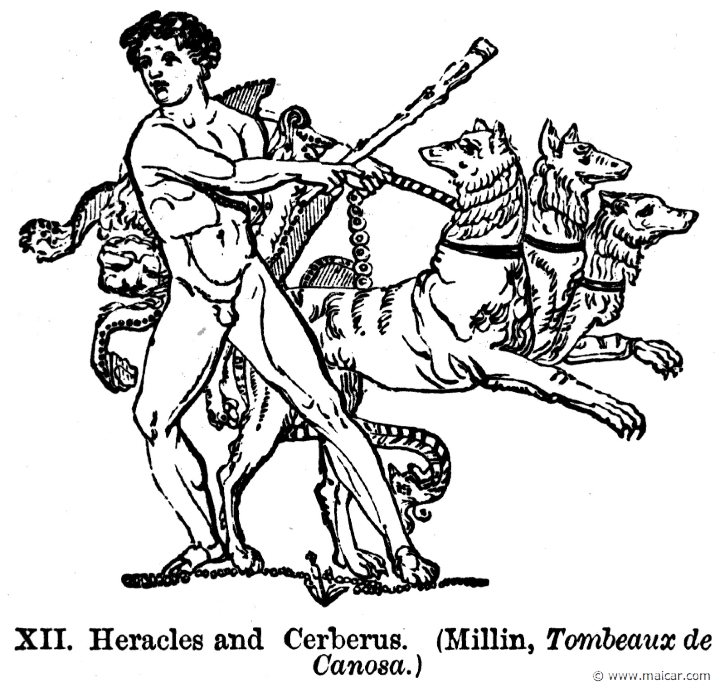 smi280.jpg - smi280: Heracles and Cerberus.Sir William Smith, A Smaller Classical Dictionary of Biography, Mythology, and Geography (1898).
