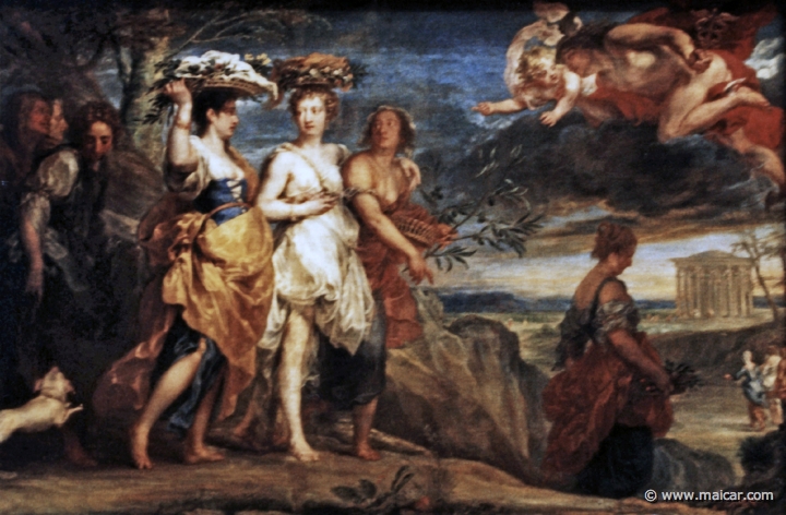 0538.jpg - 0538: . Painting by Jan Boeckhorst 1604-1668: Mercury discovers the daughters of Cecrops: Herse, Aglaurus and Pandrosus). K√ºnsthistorische Museum, Wien.