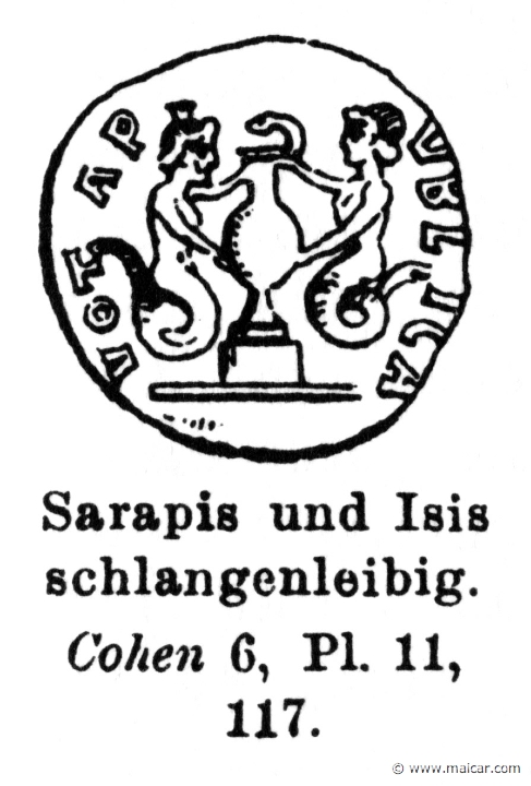 RII.1-0425.jpg - RII.1-0425: Serapis and Isis. Wilhelm Heinrich Roscher (Göttingen, 1845- Dresden, 1923), Ausfürliches Lexikon der griechisches und römisches Mythologie, 1884.