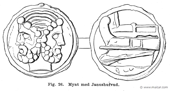 see062.jpg - see062: Coin with head of Janus. Otto Seemann, Grekernas och romarnes mytologi (1881).