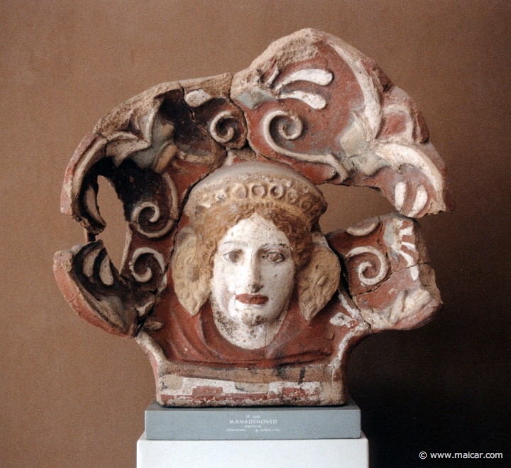 5107.jpg - 5107: Head of Maenad. Antefix. Cerveteri 4C BC. Ny Carlsberg Glyptotek, Copenhagen.