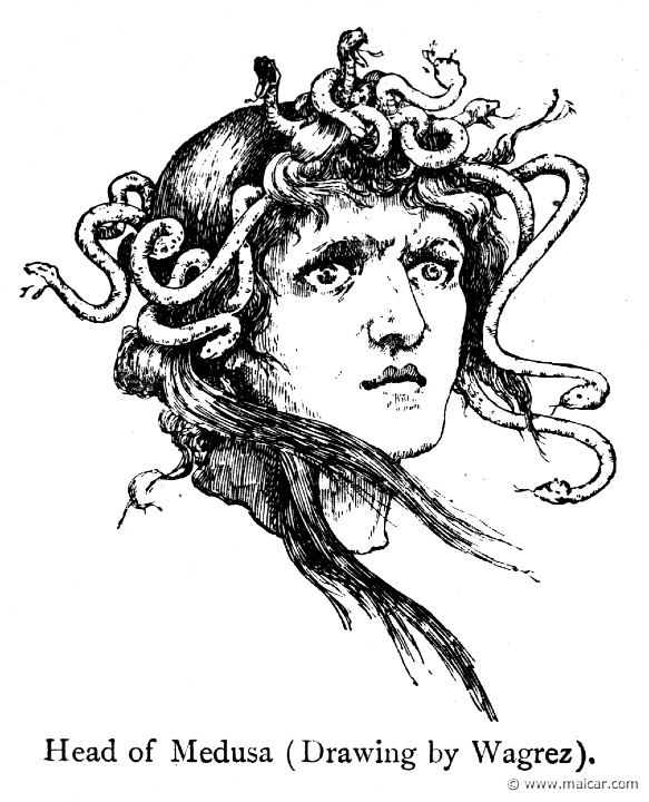 bul141.jpg - bul141: Head of Medusa. Drawing by Wagrez. Thomas Bulfinch, The Age of Fable or Beauties of Mythology (1898).