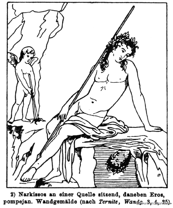 RIII.1-0019.jpg - RIII.1-0019: Narcissus. Mural painting. Wilhelm Heinrich Roscher (Göttingen, 1845- Dresden, 1923), Ausfürliches Lexikon der griechisches und römisches Mythologie, 1884.
