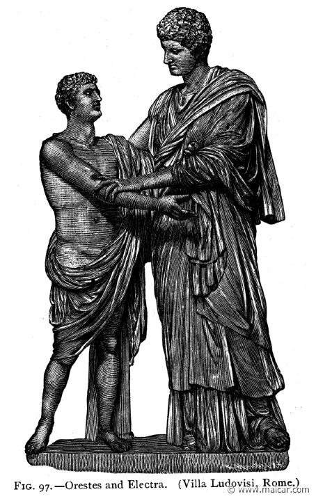 mur097.jpg - mur097: Orestes and Electra. Roman, 1st century AD/BC. Alexander S. Murray, Manual of Mythology (1898).