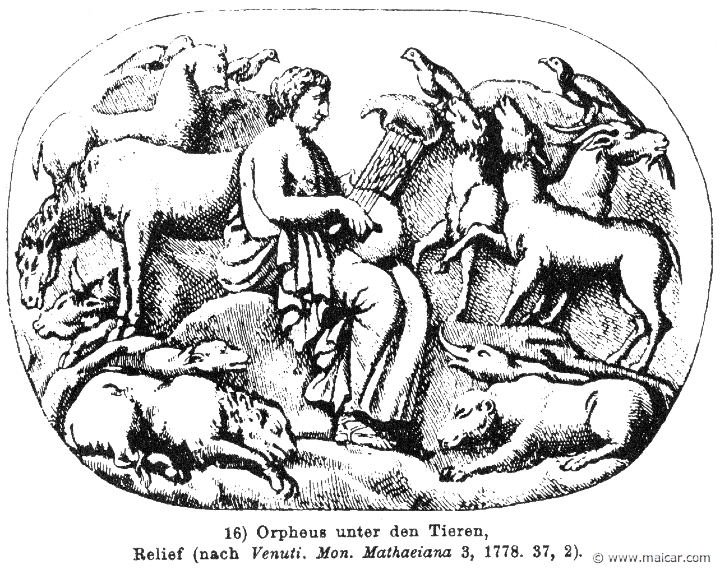 RIII.1-1199.jpg - RIII.1-1199: Orpheus playing to the animals.Wilhelm Heinrich Roscher (Göttingen, 1845- Dresden, 1923), Ausfürliches Lexikon der griechisches und römisches Mythologie, 1884.