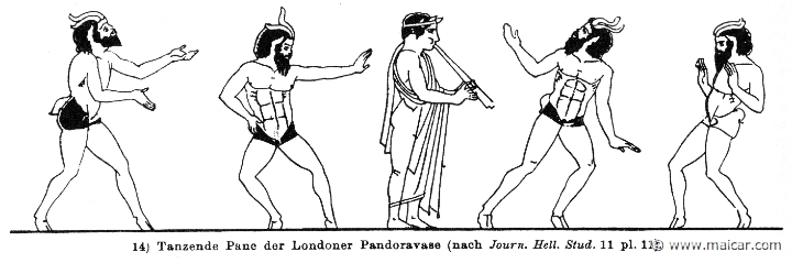 RIV-0519.jpg - RIV-0519: Dancing Pans in the Pandora vase (London). Wilhelm Heinrich Roscher (Göttingen, 1845- Dresden, 1923), Ausfürliches Lexikon der griechisches und römisches Mythologie, 1884.