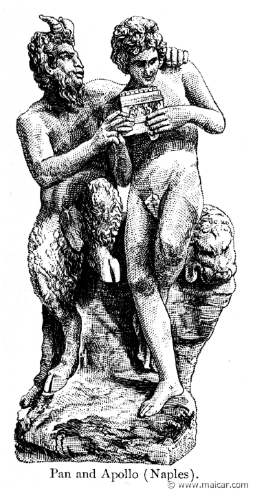 bul212.jpg - bul212: Pan and Daphnis. Gruppo marmoreo di Pan e Dafni. Collezione Farnese. Forse da un prototipo dello scultore rodio Eliodoro. Naples. Thomas Bulfinch, The Age of Fable or Beauties of Mythology (1898).