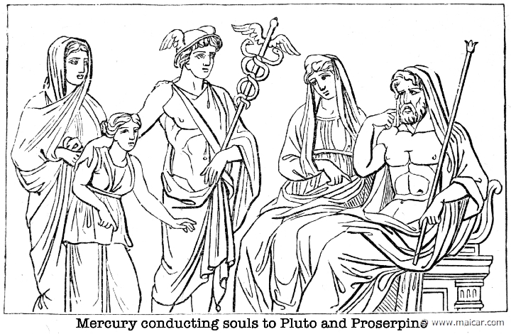 gay069.jpg - gay069: Hermes conducting souls to Hades and Persephone. Charles Mills Gayley, The Classic Myths in English Literature (1893).