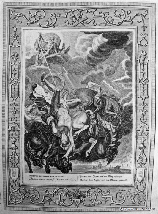 3004.jpg - 3004: Phaéton foudroyé par Jupiter. Bernard Picart (1673-1733), Fabeln der Alten (Musen-Tempel), 1754.