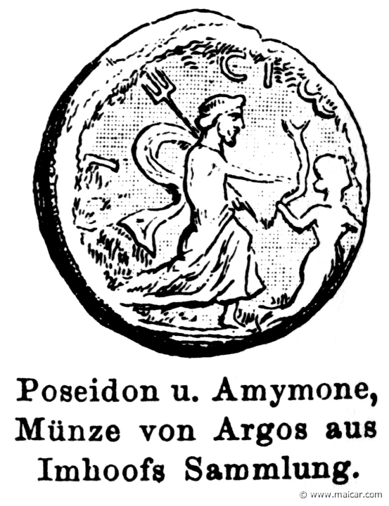 RI.1-0328.jpg - RI.1-0328: Poseidon and Amymone. Coin from Argos.Wilhelm Heinrich Roscher (Göttingen, 1845- Dresden, 1923), Ausfürliches Lexikon der griechisches und römisches Mythologie, 1884.