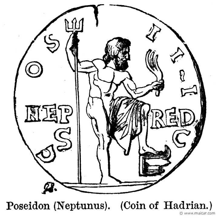 smi484.jpg - smi484: Poseidon. Coin of Hadrian.Sir William Smith, A Smaller Classical Dictionary of Biography, Mythology, and Geography (1898).
