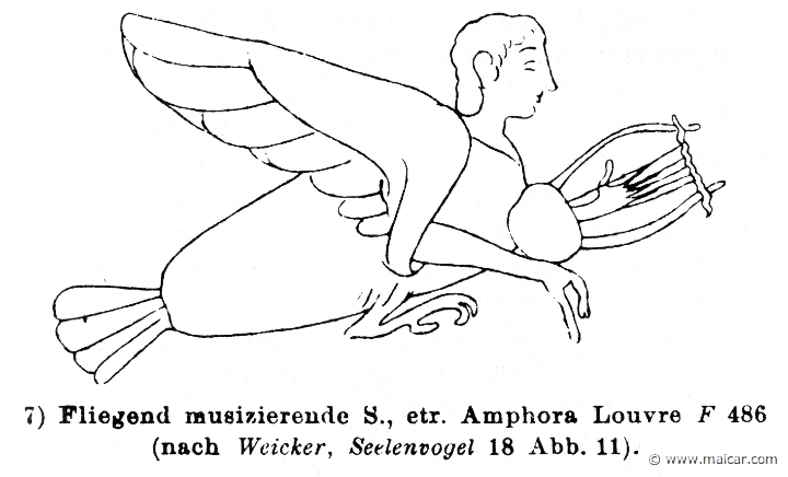 RIV-0613.jpg - RIV-0613: Flying Siren. Wilhelm Heinrich Roscher (Göttingen, 1845- Dresden, 1923), Ausfürliches Lexikon der griechisches und römisches Mythologie, 1884.