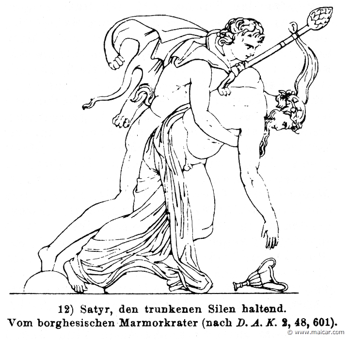 RIV-0490.jpg - RIV-0490: Drunken Silenus, falling. Wilhelm Heinrich Roscher (Göttingen, 1845- Dresden, 1923), Ausfürliches Lexikon der griechisches und römisches Mythologie, 1884.
