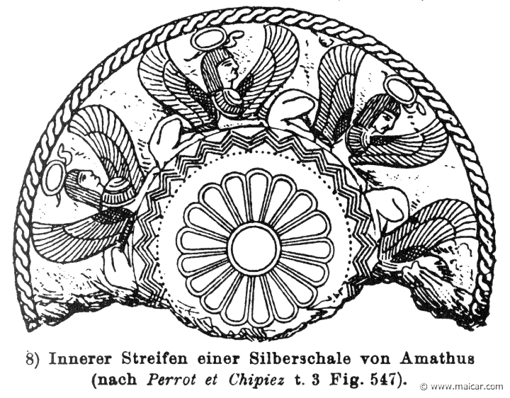 RIV-1345.jpg - RIV-1345: Sphinxes in a silver dish. Wilhelm Heinrich Roscher (Göttingen, 1845- Dresden, 1923), Ausfürliches Lexikon der griechisches und römisches Mythologie, 1884.