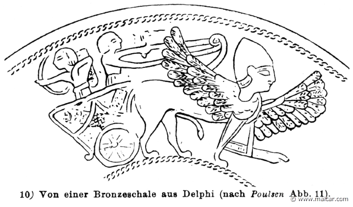 RIV-1345b.jpg - RIV-1345b: Sphinx dragging a chariot. Delphi. Wilhelm Heinrich Roscher (Göttingen, 1845- Dresden, 1923), Ausfürliches Lexikon der griechisches und römisches Mythologie, 1884.