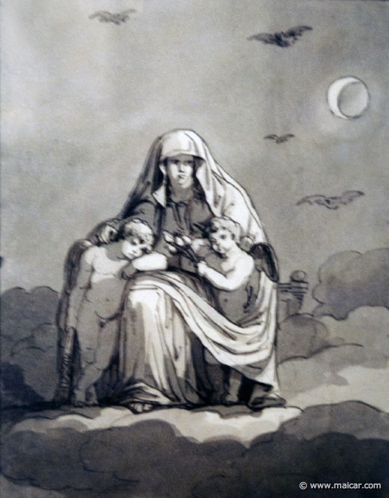 3726.jpg - 3726: Johann Heinrich Wilhelm Tischbein, 1751-1829: Die Nacht mit ihren Kindern Schlaf und Tod 1790-91. Landesmuseum Oldenburg, Das Schloß.