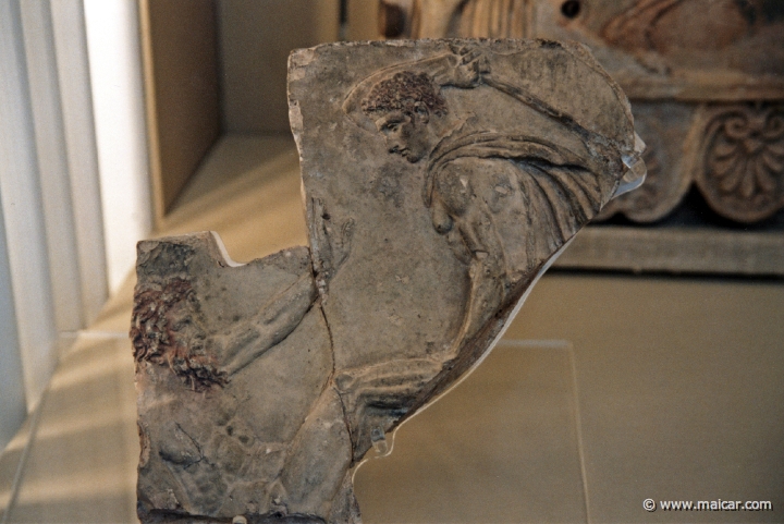 8301.jpg - 8301: Theseus and Skiron. Fragment of terracotta relief panel. Roman 1st century AD. British Museum, London.