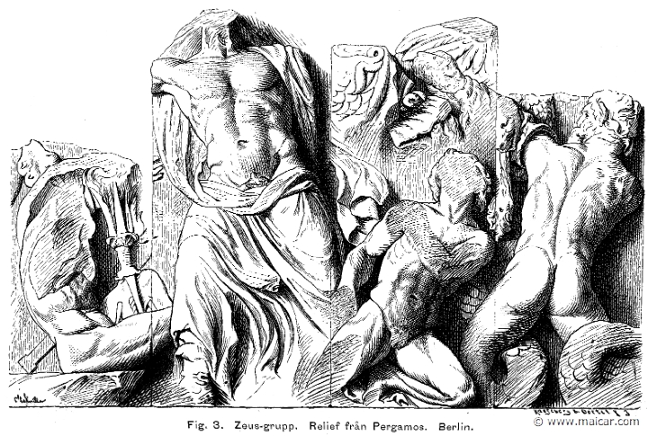 see010b.jpg - see010b: Altar of Zeus, Pergamon, Berlin.Otto Seemann, Grekernas och romarnes mytologi (1881).
