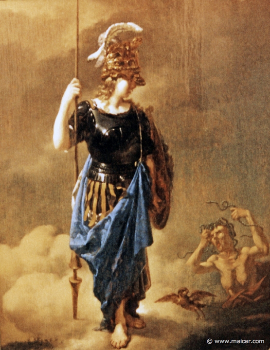 0425.jpg - 0425: Athena visits Envy. Painting by Karel Dujardin 1626-1678. Gemäldegalerie der Akademie der bildende Künste, Wien.