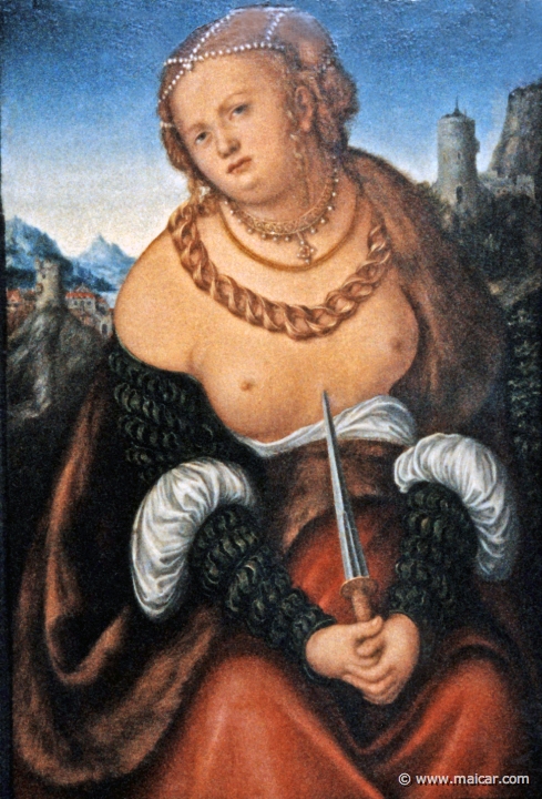 1117.jpg - 1117: Lucas Cranach d.ä. Verkstatt 1472-1553: Der Selbstmord der Lucretia,1518. Hessisches Landesmuseum, Kassel.
