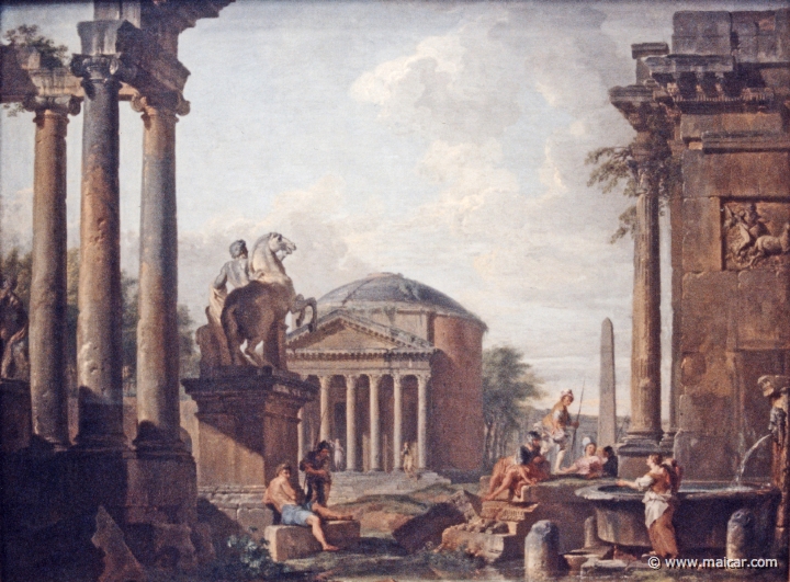 3212.jpg - 3212: Giovanni Paolo Pannini1691-1765: Capriccio mit Römischen Ruinen. Hamburger Kunsthalle.