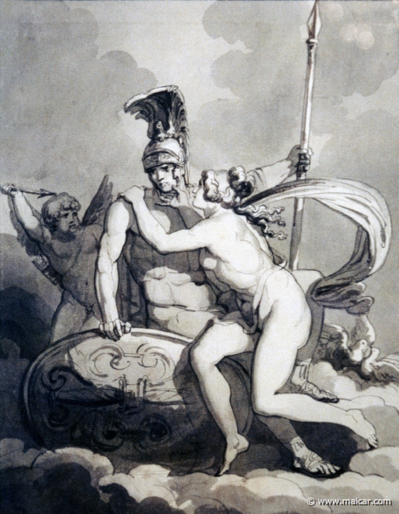 3727.jpg - 3727: Johann Heinrich Wilhelm Tischbein, 1751-1829: Mars und Venus samt Amor mit erhobenem Pfeil. Landesmuseum Oldenburg, Das Schloß.