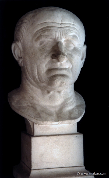 5428.jpg - 5428: Portrait of Titius Fabius Vespasianus (Emperor Vespasian 69-79 AD). Original marble in Ny Carlsberg Glyptotek, Copenhagen. Antikmuseet, Lund.