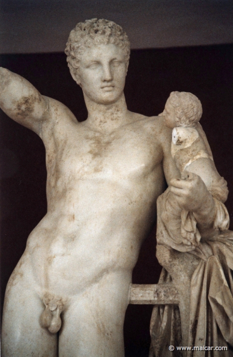 6725.jpg - 6725: Hermes of Praxiteles 340-330 BC. Parian marble, 213 cm height. Archaeological Museum, Olympia.
