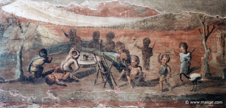 7236.jpg - 7236: Pittura di letto triclinare con scene di pigmei. Pompei (VIII, 5,24) casa detta de Medico, peristilio 50-79 d.C. National Archaeological Museum, Naples.