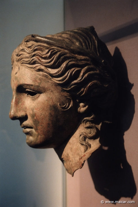 8333.jpg - 8333: Head from a bronze cult statue of Anahita, a local goddess shown here in the guise of Aphrodite, 200-100 BC. Found at Satala in NE Asia Minor (Armenia Minor). British Museum, London.